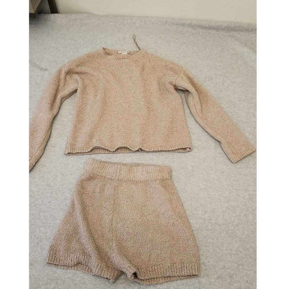 Sincerely Jules Sweater Shorts Set Womens XS Tan Textured Lounge Cozy 2 Piece